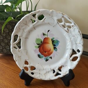 Vtg - Decorative Plate with Pear Design - 8" Diameter